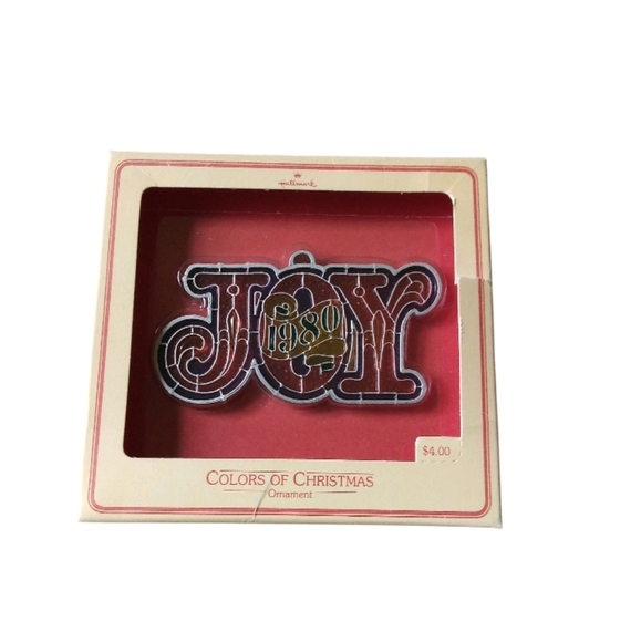 Vintage Hallmark 1980 JOY Colors of Christmas Stained Glass Look Ornament Tree - Picture 1 of 4